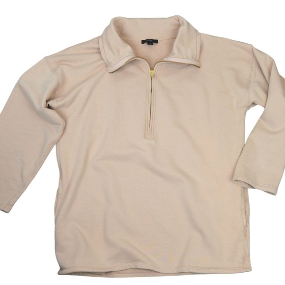J. Crew University French Terry Half Zip Pullover Sweatshirt, Pale Pink Small - Picture 9 of 9